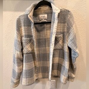 Wax London Men’s Blue and White Plaid Jacket Overshirt